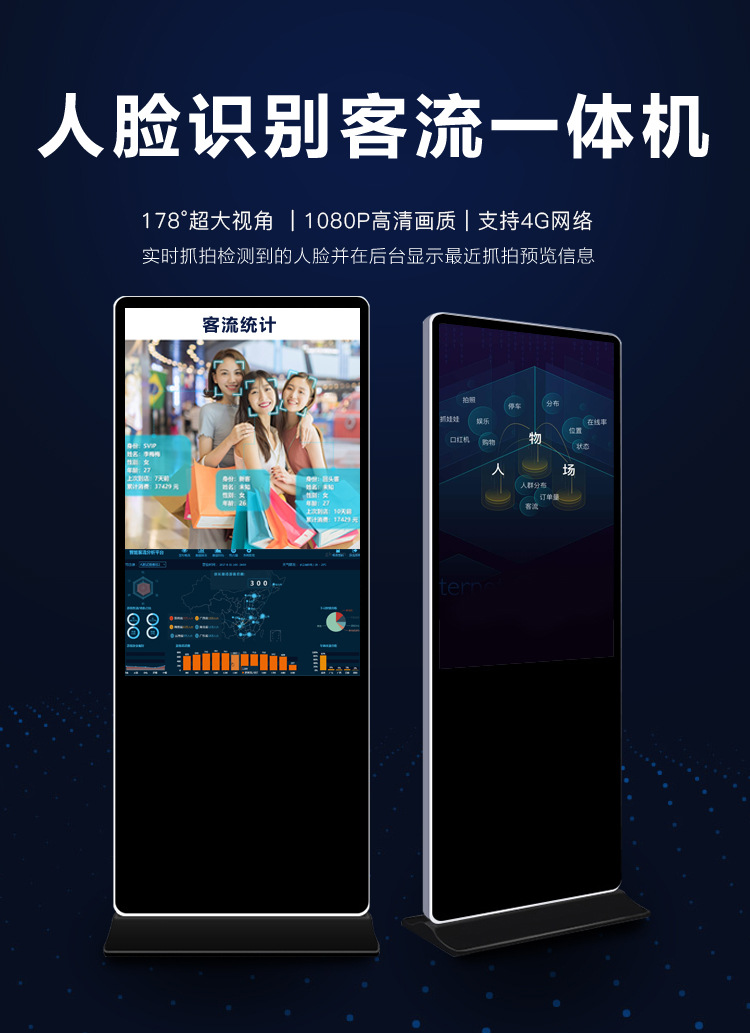 人臉識別客流量統(tǒng)計廣告機